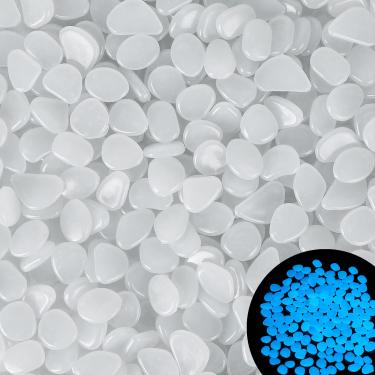 Imagem de Kaiyuan Dynasty Pedras que brilham no escuro, 300 peças de pedras brancas que brilham no escuro, pedras brilhantes para aquário de peixe Betta, aquário, jardim, plantadores, caminhos de paisagismo, decorações de pedrinhas de cascalho que brilham