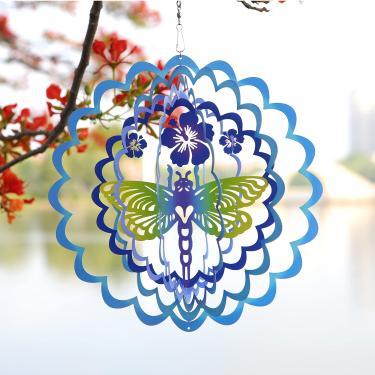 Imagem de HDNICEZM Cinético 3D Metal Libélula Wind Spinner Pendurado Ornamento Que Vale A Pena Presente para Casa e Jardim - 12" Dragonfly Mandala Kinetic Suspensão Whirligigs Sun Catcher Moinhos de Vento