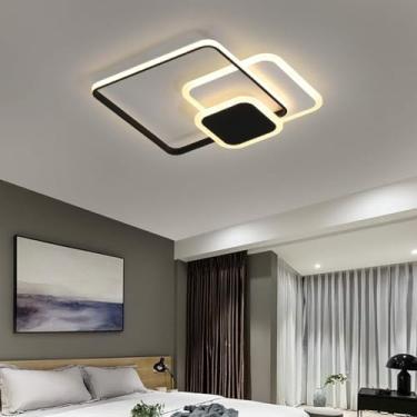 Imagem de Luzes de teto com montagem embutida, sala de jantar, quarto, lâmpada regulável com controle remoto, luminária de design quadrado moderno, lustre de sombra de acrílico para iluminação de corr