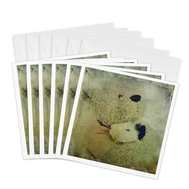 Imagem de 3dRose Urso de pelúcia abraça um porquinho da Índia - Cartões comemorativos, 15,24 x 15,24 cm, conjunto de 6 (gc_6397_1)
