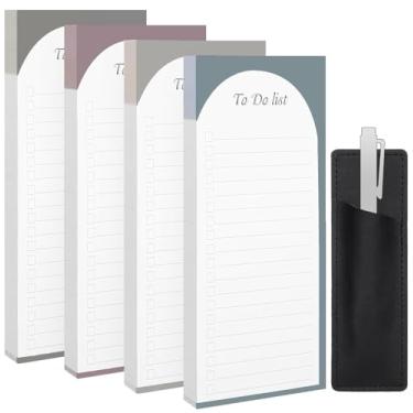 Imagem de Thboxes Pacote com 4 blocos magnéticos para geladeira, totalmente, 200 folhas de lista de compras com suporte para caneta