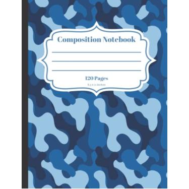 Imagem de Composition Notebook: Blue Camouflage Composition Notebook Journal Military Theme College-Ruled Lined Multi-Purpose Woodland Camo Diary Notepad ... ... Wide Lined Workbook for Teens Kids Students