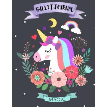 Imagem de Bullet Journal: A4 - Licorne - 160 pages - couverture souple "glossy" - Pointillés - Dot point, bullet journal, dot grid, planner, planning, organizer, journal, Licornes, Bujo