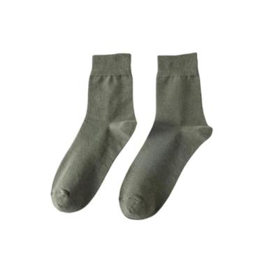 Imagem de 3 pares - Meias masculinas de algodão puro primavera e outono respiráveis de cano médio, meias de tubo longo para negócios - tubo longo verde militar