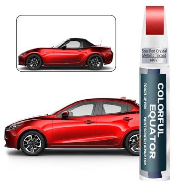 Imagem de Tinta de retoque 46V Soul Red Crystal Metallic Tricoat para Mazda, caneta de pintura de carro, reparo de arranhões, tinta de retoque dois em um, removedor de arranhões de carro premium para arranhões