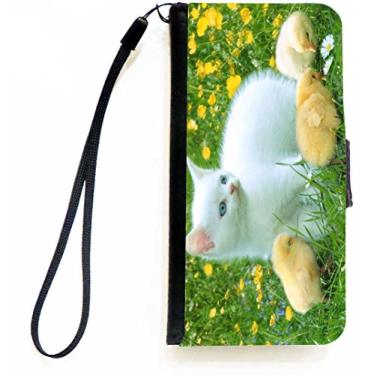 Imagem de Rikki Knight Capa carteira flip com gato branco com pintinhos para iPhone 5c da Apple com aba magnética