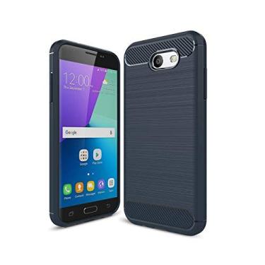 Imagem de Vultic Capa de fibra de carbono para Samsung Galaxy J3 Prime / J3 Emerge, durável [absorção de choque] fina TPU fosco leve capa bumper (azul marinho)