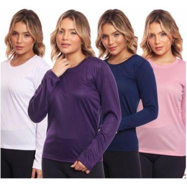 Imagem de Kit 4 Camisas Feminina Camiseta Térmica Proteção Solar Uv - MC Digital