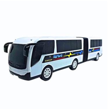 Imagem de Ônibus de brinquedo grande articulado metropolitano brinquedo sanfonado (Branco)