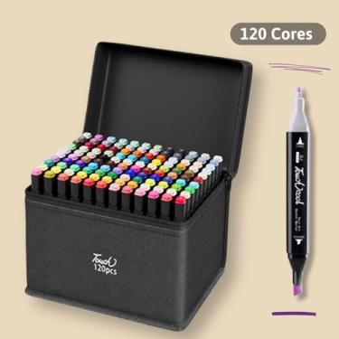 Imagem de Caneta Marcadora Colorida Ponta Dupla Kit com 24/36/48/60/80/120 Canet