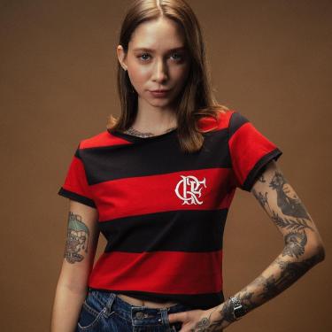 Imagem de Camisa Flamengo Retrô Baby Look Cropped Feminina-Feminino