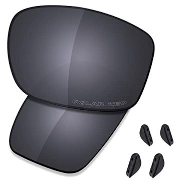 Imagem de SAUCER Lentes de reposição premium e kits de borracha para Oakley Valve New 2014 OO9236 | Valve New 2014 Low Bridge Fit OO9243 Óculos de sol de alta definição - Escudo preto polarizado