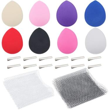 Imagem de GORGECRAFT 8 cores lágrima fascinator chapéu base 5x4 polegadas pano EVA Millinery Cocktail chapéus fazendo base feminina touca vintage fornecimento com grampo de cabelo de jacaré plano ferro e véu de