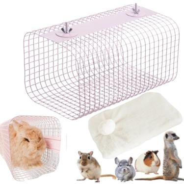Imagem de Túnel de metal de coelho com tapete de algodão resistente túnel de ferro brinquedo respirável esconderijo de hamster para coelho esconderijo de porquinho da índia chinchila adequado para todas as