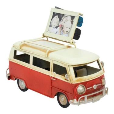 Imagem de Kombi Vermelho Porta Retrato 11x16.5x7cm Estilo Retrô - Vint - Tascoin