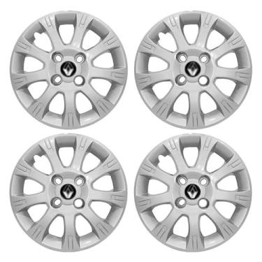 Imagem de Jogo Calota Aro 14 Sandero Logan 2009 2010 2011 2012 2013 Emblema Preto