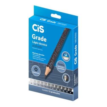 Imagem de Lápis Preto Graduado CIS Grade Nataraj, Estojo com 12 unidades (6H, 5H, 4H, 3H, 2H, H, 2B, 3B) + Apontador e Borracha