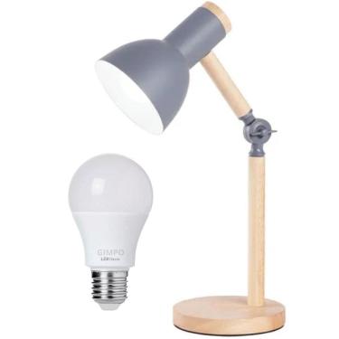 Imagem de Luminária Mesa Abajur 45Cm Articulada Retrô Madeira Gimpo