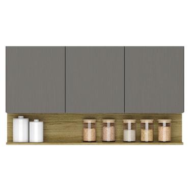 Imagem de Armário Aéreo Line 3 Portas 120 cm Gris Freijó - Kits Paraná