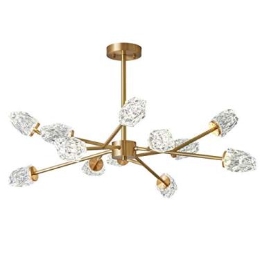 Imagem de Moderno 12 luzes acrílico Sputnik candeeiro suspenso vintage ouro latão industrial durante a luz irregular Plafon LED teto para cozinha sala de jantar da ilha pia - máscara de cobre e aquili 12 t