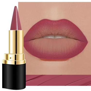 Imagem de evpct Combo de delineador labial e batom gradiente para mulheres, creme fosco vermelho malva, delineador labial, lápis de cor, contorno impecável, efeito ombré gradual, à prova d'água de longa duração