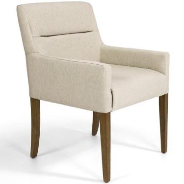 Imagem de Cadeira Para Sala Angel Base Madeira Linho Bege - Nexta Casa