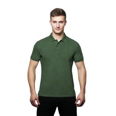 Imagem de Camisa Masculina Gola Polo Piquet Poliéster - Genérico, Verde musgo, G