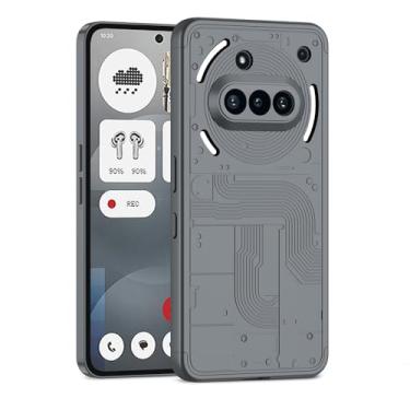 Imagem de COTDINFOR Compatível com Nothing Phone (3a) Capa fina rígida de silicone policarbonato antiarranhões Capa protetora à prova de choque para telefone Nothing 3a.3 em 1 cinza