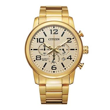 Imagem de Citizen Relógio masculino de quartzo, aço inoxidável, clássico, dourado (modelo: AN8052-55P)