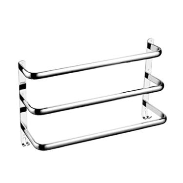 Imagem de Toalheiro barra de toalha de aço inoxidável 304 toalheiro 3 laços braço suporte de toalha montado na parede barra de toalha cabide para banheiro cozinha hotel toalha prateleira suporte de toalha