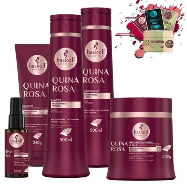 Imagem de Kit Haskell Quina Rosa Sh Cond Masc 500g Leave-in Serum