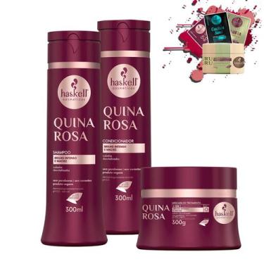 Imagem de Kit Haskell Quina Rosa Sh Cond Masc 300g