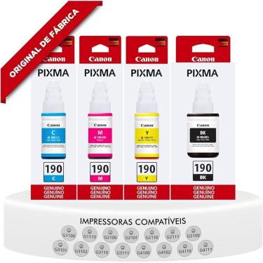 Imagem de Kit 04 Refil De Tinta Canon Gl-190 G1100 G1110 G2110 G3100 G3110 G4100 BK/C/M/Y