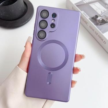 Imagem de MVVKKY Para Samsung Galaxy S23 Luxury Solid Clor Matte Magnetic Case Capa de proteção de câmera (para Samsung Galaxy S23 / roxo)