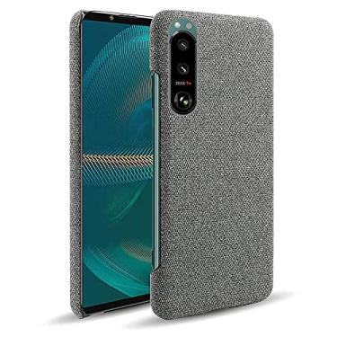 Imagem de Capa para Sony Xperia 5 III,Capa desenhada em lona,Case Protetora Ultrafina com Empunhadura Macia,Design em Tecido Antichoque e Antiarranhões-Gray