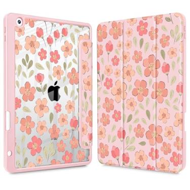 Imagem de May Chen Capa para iPad 9ª geração com suporte para lápis, iPad 8ª/7ª geração de 10,2 polegadas, [Suporte de caneta] Capa traseira transparente com suporte para despertar/hibernar com três dobras