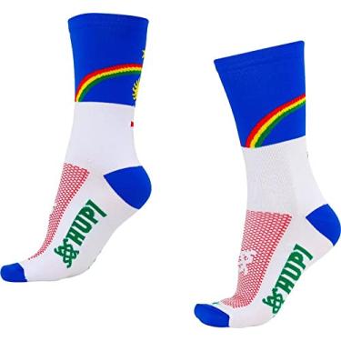 Imagem de Meia HUPI Pernambuco Cano Médio 1 Par para Corrida Bike, Cor: PERNAMBUCO- Branco/Azul, Tamanho: Único 36-42
