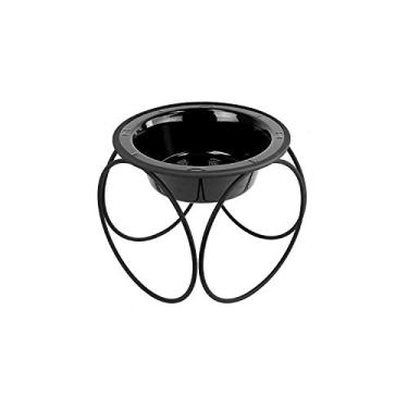 Imagem de Platinum Pets Alimentador olímpico de jantar único com tigela de aço inoxidável/cachorro, PP, preto meia-noite