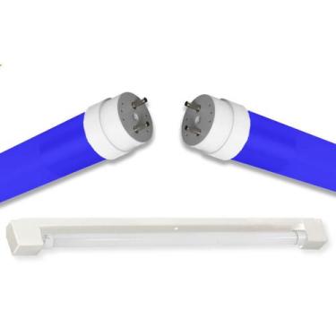 Imagem de Kit Calha Sobrepor Tubular Led 1,2m Branco Lâmpada Colorida 20w Ilumin