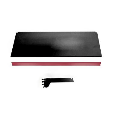 Imagem de Kit 3 Bandeja Prateleira 30x91 Gôndolas New Plus Preto Porta Etiqueta Vermelho sa Gôndolas