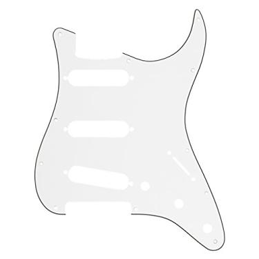 Imagem de Musiclily 11 Furos Escudo SSS Pickguard Strato para Guitarra Fender EUA/Mexicana Made Stratocaster Standard Estilo Moderno, 3 Camadas Branco