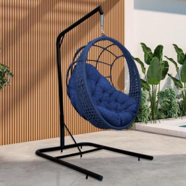 Imagem de Cadeira Balanço Ninho Suspenso em Corda Náutica Luxo com Suporte - Ace