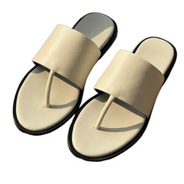 Imagem de Archicolor Sapatos femininos minimalistas Smmer sandálias francesas retrô crina de cavalo de couro genuíno chinelos femininos, Bege, 40