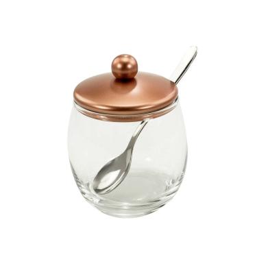 Imagem de Açucareiro Andrea Vidro Com Colher Tampa De Inox Cobre 250g