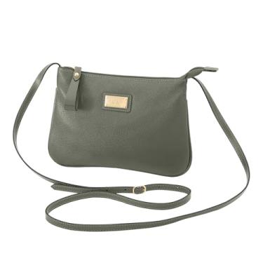 Imagem de Bolsa Feminina Alça Transversal Couro Legítimo Mariart Zíper 199 (Army)