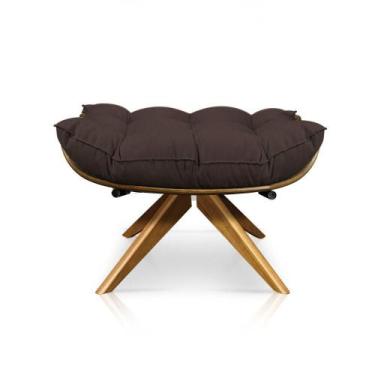 Imagem de Puff Giratório Costela Suede Base Madeira Drossi - Marrom