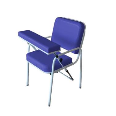Imagem de Cadeira de Coleta de Sangue Comfort Com Suporte de Braço Frontal Azul 