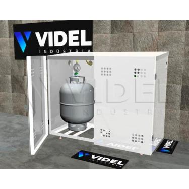 Imagem de Abrigo para Segurança de Gás P/ 2 Botijão Porta Furada - Área Externa 
