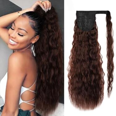 Imagem de rosmile Extensão De Rabo Cavalo Com Ondas Milho, Enrolado Em Torno 66 Cm, Longo, Cacheado, Ondulado, Sintético, Marrom, Para Mulheres E Meninas (66 4 Castanho Médio)