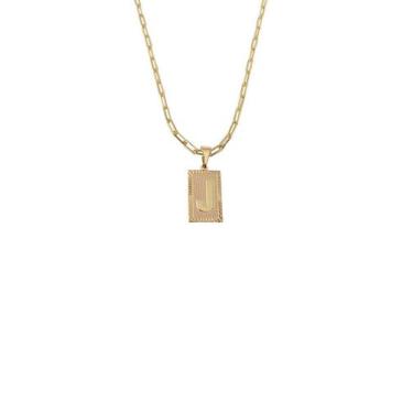 Imagem de Cordão 60Cm Masculino Feminino Pingente Letra J Banhado Ouro - Anaisa 